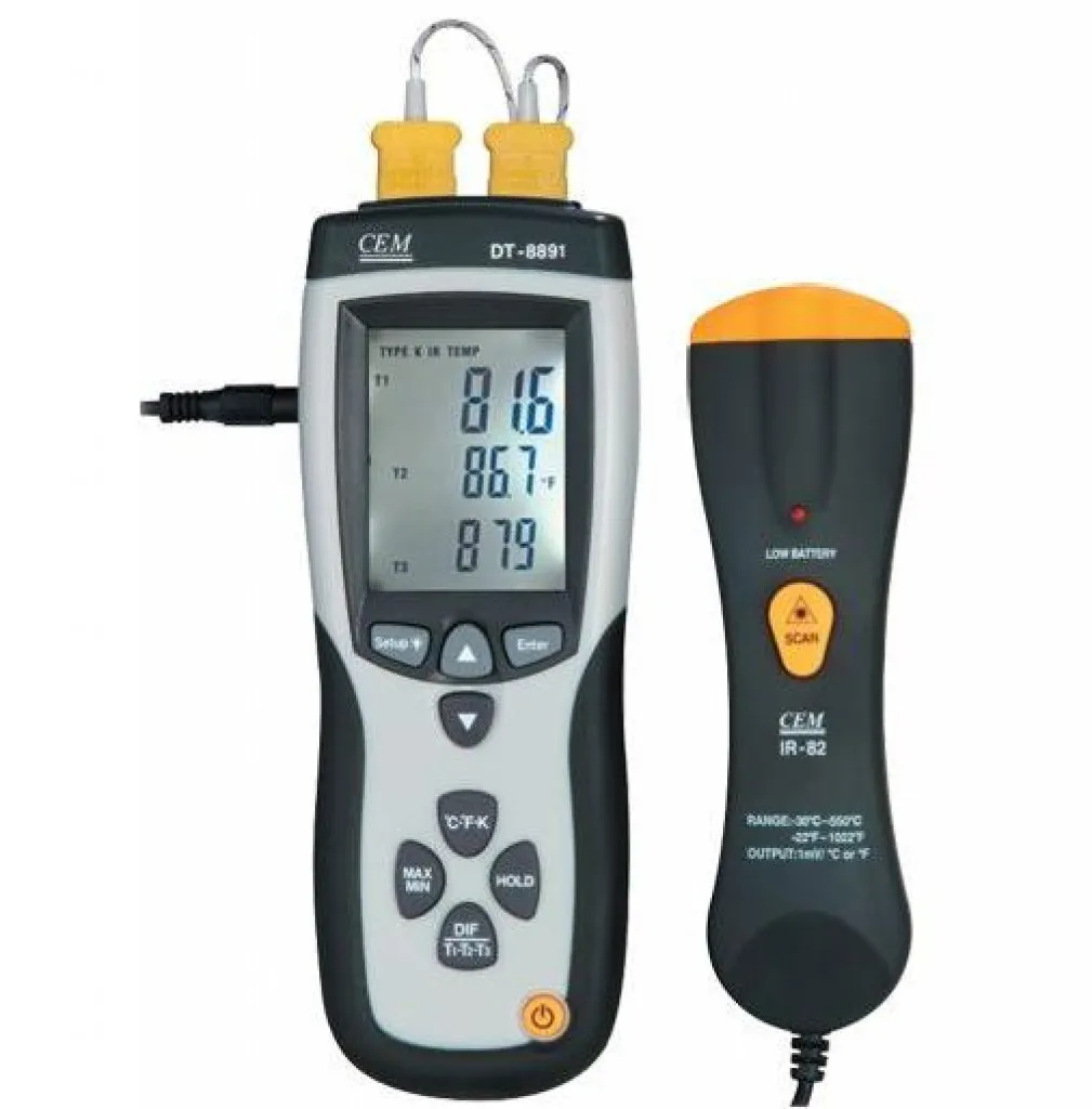 Cem DT 8891 Çift Girişli Dijital Termometre ve IR Termometre